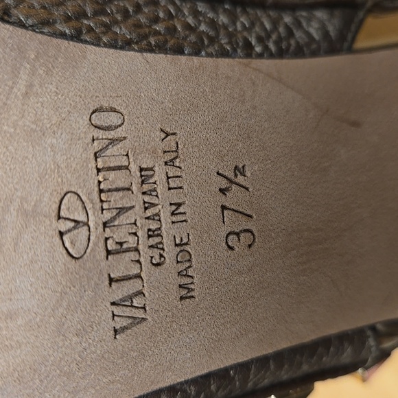 Valentino Tan Rockstud Heels with Pointed Toe Metalic Gold Size 37.5 - Picture 10 of 12